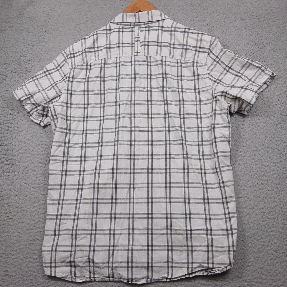 The North Face Plaid Button‎ Up Shirt Men's L Gray White Short Sleeve